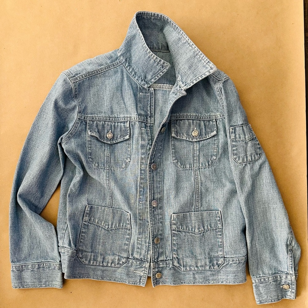 Chico's Light Blue Denim Jacket Button Detail